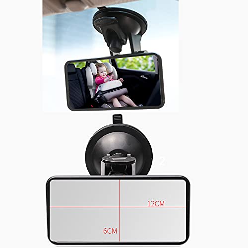 LIKENNY 車用ルームミラー 車用 ベビーミラー 補助ミラー インサイトミラー 吸盤 角度自由調整 ベビーモニター 運転席から赤ちゃんを見守る チャイルドシートミラー ガラス飛散防止 360°方向調節可能 取り付け簡単