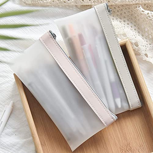 NKONTYOURE 2/pcs 可愛い筆箱 ペンバッ男女兼用 シンプル おしゃれ 透明 ペンケース 女の子高校生用